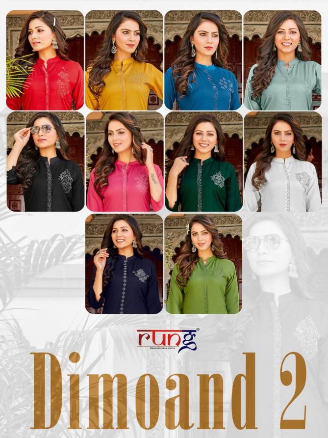 Rung Dimoand 2 Ethnic Wear Designer Rayon Designer Kurti Collection